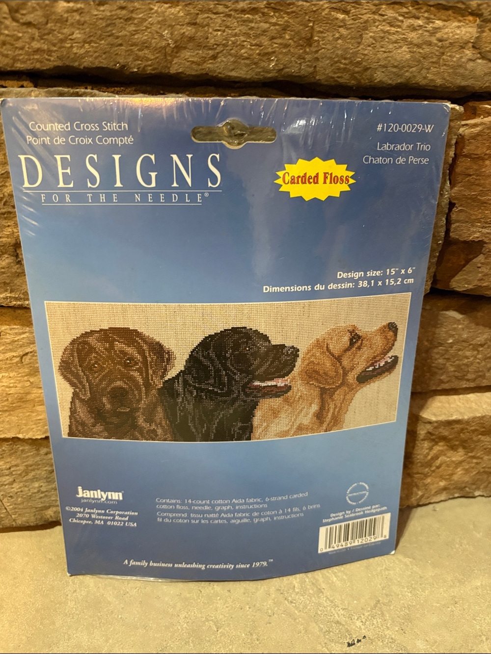 Janlynn vintage counted cross stitch Labrador Trio new in package